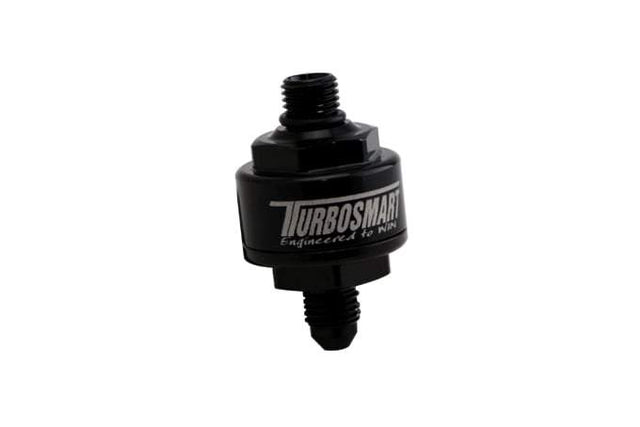 Turbosmart - Billet Turbo Oil Feed Filter 44um -4AN To -4AN ORB – Black